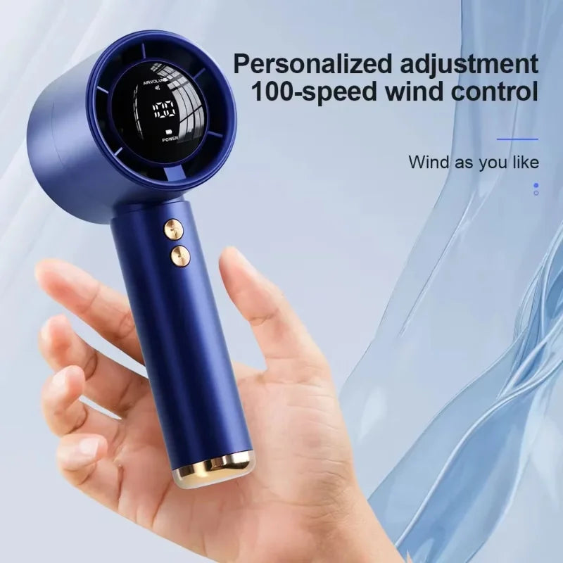 Lenovo Portable Handheld Turbo Fan 100-Speed Adjustable High Speed Cooling Fan USB Rechargeable Quiet Personal Fan for Travel