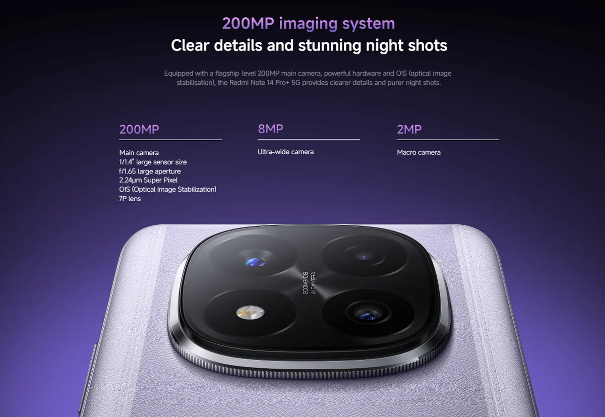 NEW Global Version Xiaomi Redmi Note 14 Pro Plus 5G Smartphone Snapdragon® 7s Gen 3 NFC 6.67” AMOLED 120Hz 5110mAh 120W Fast Charging 200MP