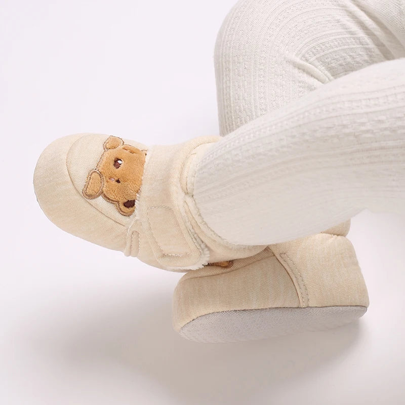 Winter Newborn Boys and Girls Cute Cartoon Cotton Shoes with Soft Sole and Warm Boots Preschool Walking Shoes  Winter Newborn