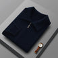 Men's 100% Merino Wool Thickened Sweater Polo Collar Business Zippered Cardigan Autumn Winter New Cashmere Jacket Knitted Top
