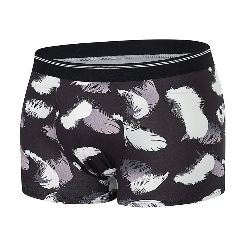 4-piece Set Of Men's Seasonal Fashionable Printed Underwear Comfortable Elastic Waist Flat Angle Pants Plus Size Casual Shorts
