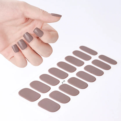 16Tips White French Semi-Cured Gel Nail Patch Sliders Full Cover Gel Nail Stickers For UV Lamp Adhesive Decals Manicure Patch #7