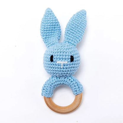 1Pc Baby Teether Wooden Crochet Rattle Toy BPA Free Baby Mobile Play Gym Wood Rodent Rabbit Rattle Newborn Educational Toy Gifts
