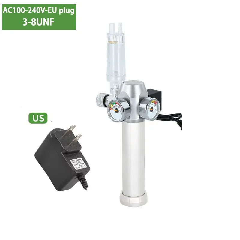 Aquarium CO2 Regulator Solenoid Valve Bubble Counter Small Gas Bottle 3-8UNF with Sleeve Fish Tank CO2 Pressure Reducing Valve