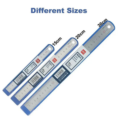 Deli Stainless Steel Ruler 15/20/30cm Metal Straight Ruler for Home School Precision Measuring Drawing Tool Supplies 1/2/5pcs