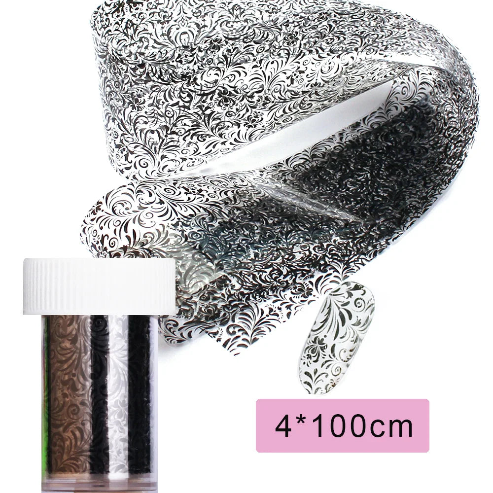 16Pc Holographic Nail Foil Set Starry Transfer 20*4cm Sticker Laser Flowers Leopard Mix Design Decal DIY Nail Art Decoration