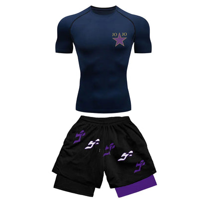 2025 Trendy Printed Compression Sports Suit Clothes Summer Men's Athletic Suit - Stylish Fitness Running Casual Two-Piece Set