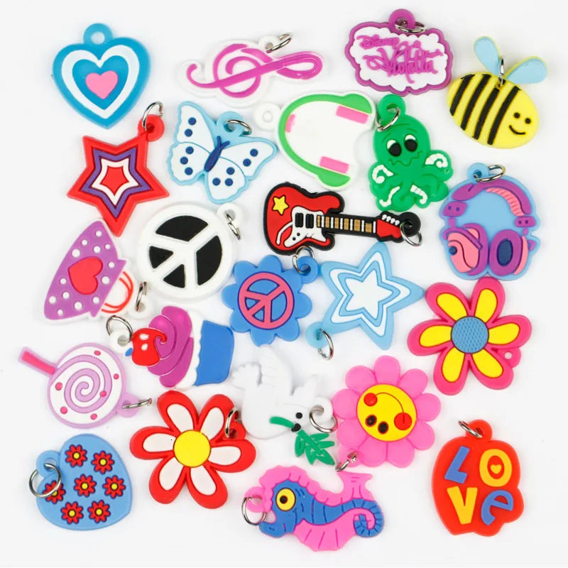 48pcs Pendants DIY Colorful Loom Rubber Band Bracelet Jewelry Making Beads Toy  Colorful Animal Flower Beads Random Style 2023