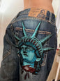 Harajuku Angel wings Embroidery Jeans Casual Denim Pants High Waist Straight Wide Leg Jeans Vintage Y2k 2000s Women Clothing