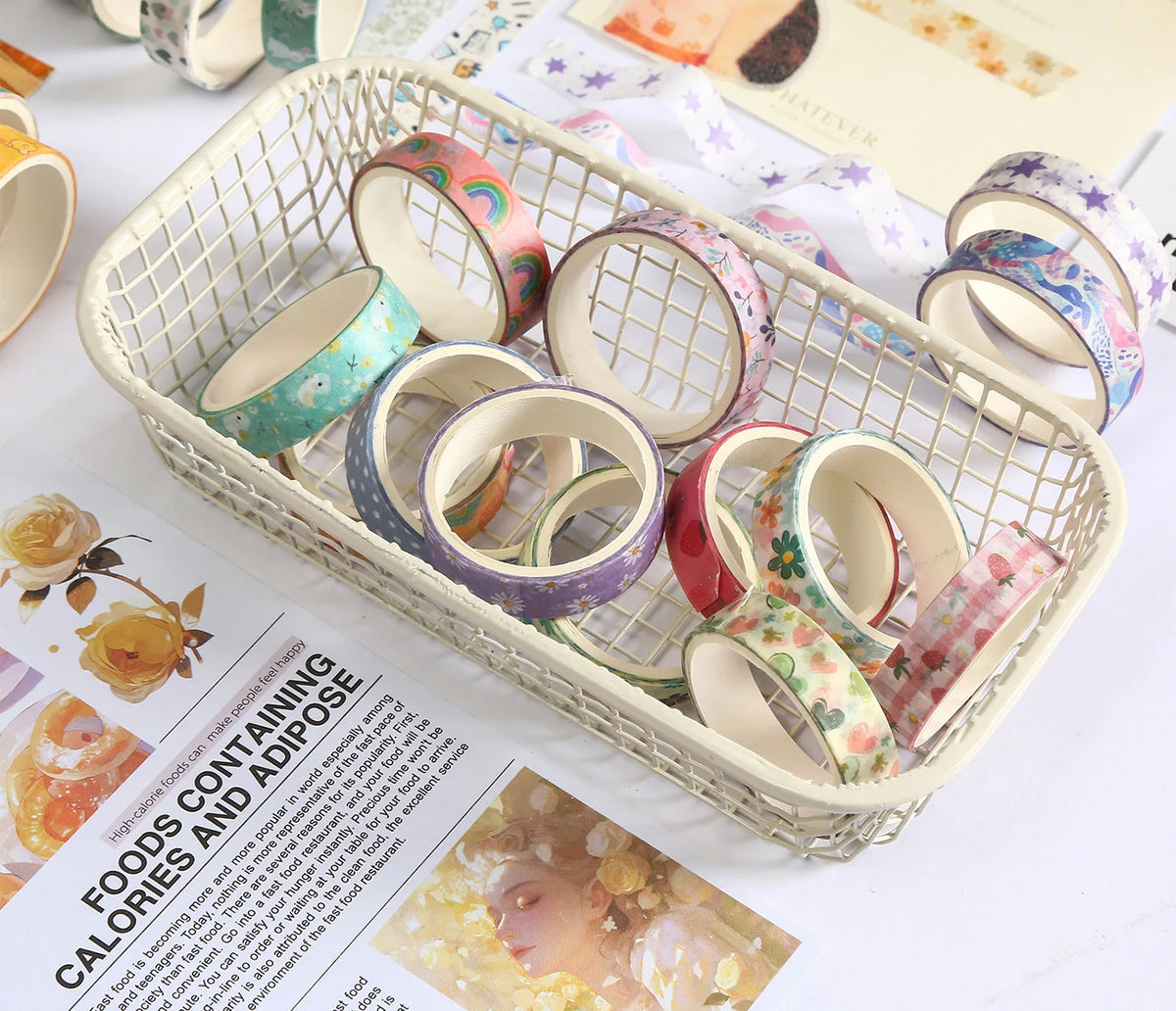 MINKYS 5pcs/set Basic Grid Star Decorative Tape Cute Cartoon Creative Washi Tape School Stationery