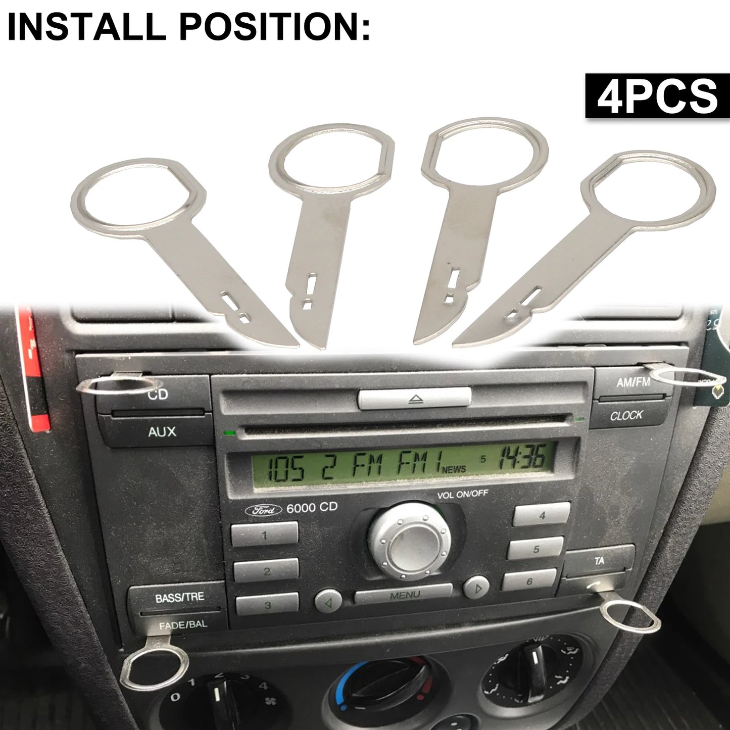 2 Pair Radio CD Stereo Removal Key Release Pin Extractor For Ford Focus Mondeo C-Max Fiesta Transit Car Extraction Install Tools