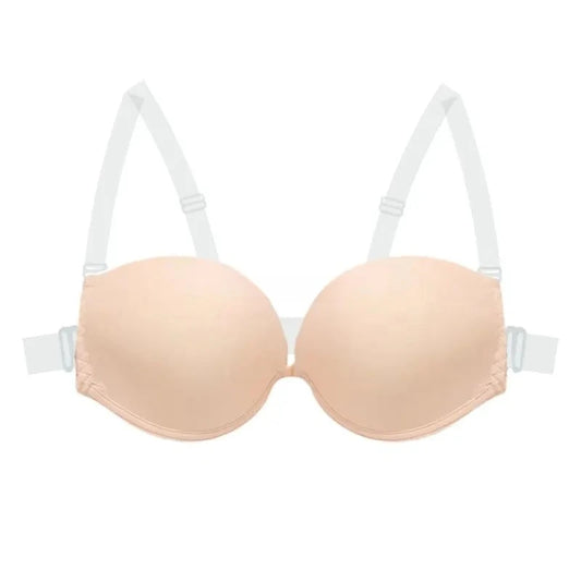 Multiway Backless Bra Push Up - Invisible Bralette with Removable Transparent Straps for Bridal, Evening Wear, Sexy Lingerie