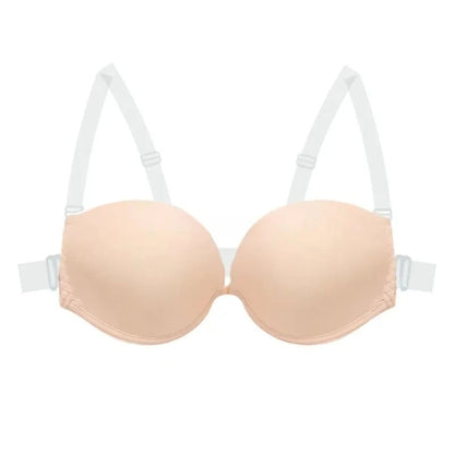 Multiway Backless Bra Push Up - Invisible Bralette with Removable Transparent Straps for Bridal, Evening Wear, Sexy Lingerie