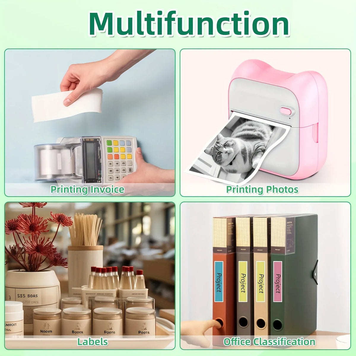 5/10/20 Rolls Mini Printer Thermal Paper with Core, White Adhesive Paper 57mm, Compatible with C9/X5/X6/X15 Mini Thermal Printer
