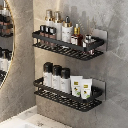 Wall Mounted Shower Rack Large Capacity No Drilling for Bathroom Kitchen Space Saving Easy Install Store Toiletries Cosmetics