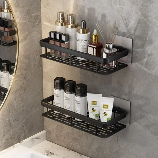 Wall Mounted Shower Rack Large Capacity No Drilling for Bathroom Kitchen Space Saving Easy Install Store Toiletries Cosmetics