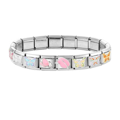Fashion Drip Glaze Blue Eyes Colorful Butterfly Italian Charm Links Fit 9mm Stainless Steel Bracelet Jewelry DIY Making Beads