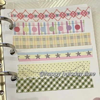 MINKYS 5pcs/set Basic Grid Star Decorative Tape Cute Cartoon Creative Washi Tape School Stationery