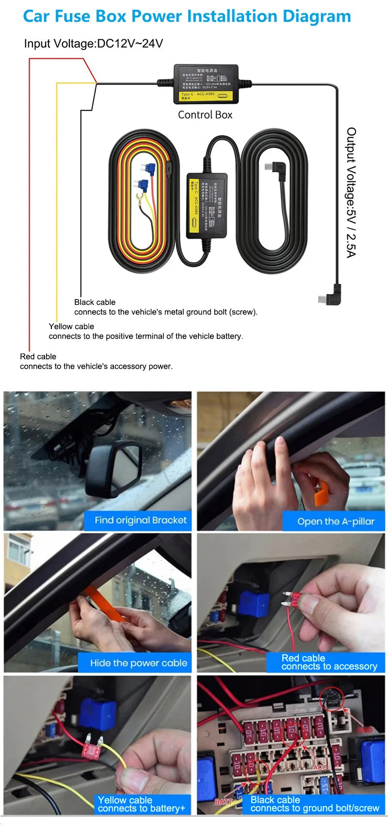 4K 4CH Hidden Dash Cam with APP Night Vision Motion Detection 24/7 Parking Monitor G-Sensor Loop Recording WDR Blackbox Car DVR
