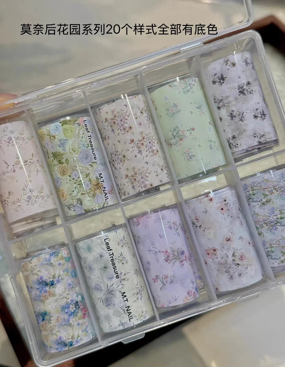 10Rolls Plaid Thousand-Bird Bow  Stars Nail Foils Transfer Paper  Nail Art Stickers  Manicure Set Decal  Nails Decoration