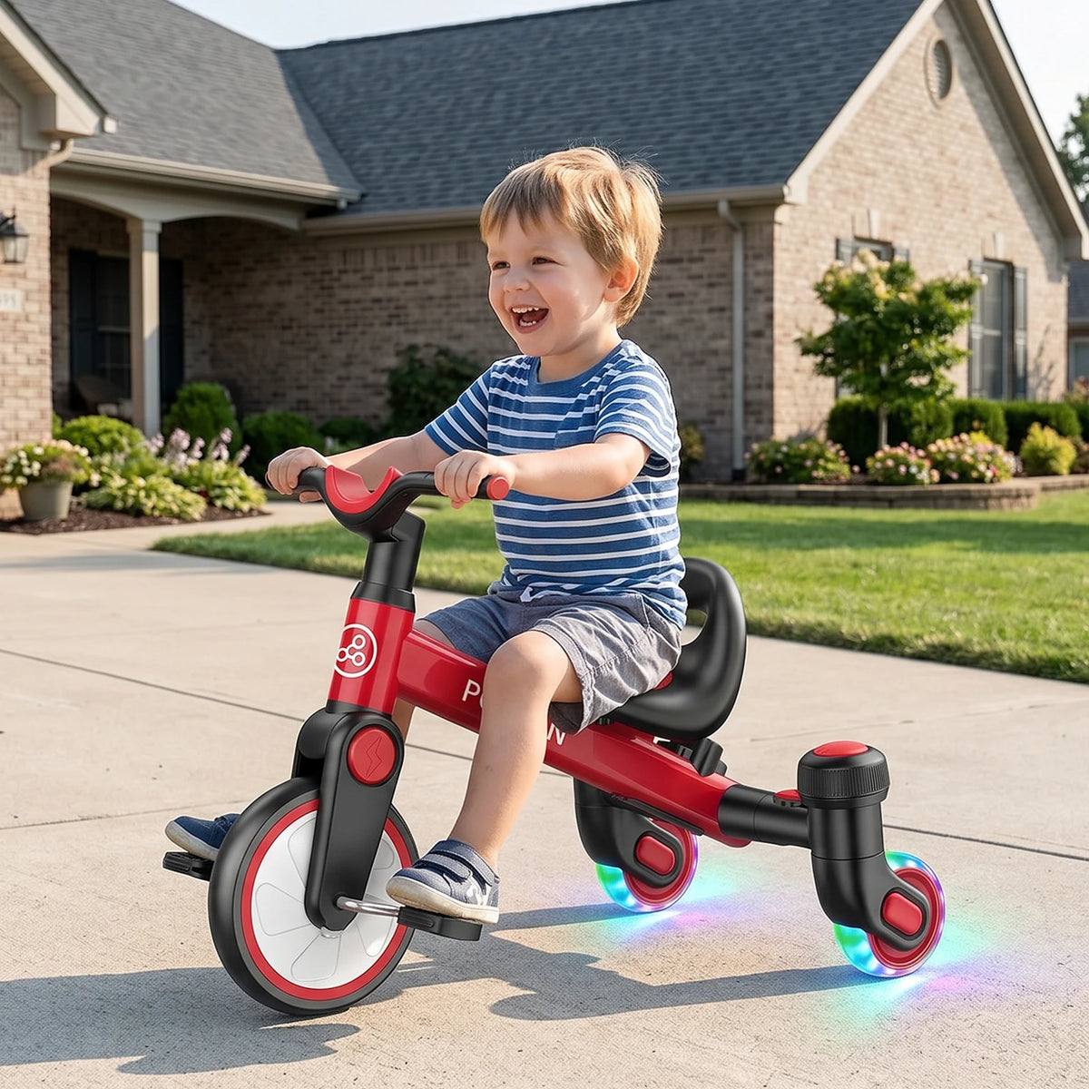 3-IN-1 Toddler Tricycle For 1.5-5 Years Old Drift Trike With 360° Spin Light Up Wheels Adjustable Seat Strong Frame Easy Assembly 3 Ride Modes Toddler Bike For Boys And Girls Indoor Outdoor Use White Pink Black Red