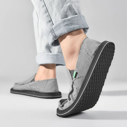 2025 New Spring Handmade Canvas Casual Men Shoes Design Fashion Sneakers Man Loafers Breathable Low Top Flat Shoes Soft Driving