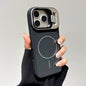 Alloy Lens Camera Holder Cases For iPhone 17 16 15 14 13 12 11 Pro Max For Magsafe  Magnetic Stand Hard PC Wireless Charge Cover