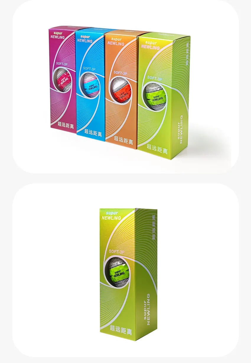 3pcs/box Supur NEWNING Golf Games Ball Super Long Distance Three Layer Ball for Professional Competition Game Ball Golfers Gift