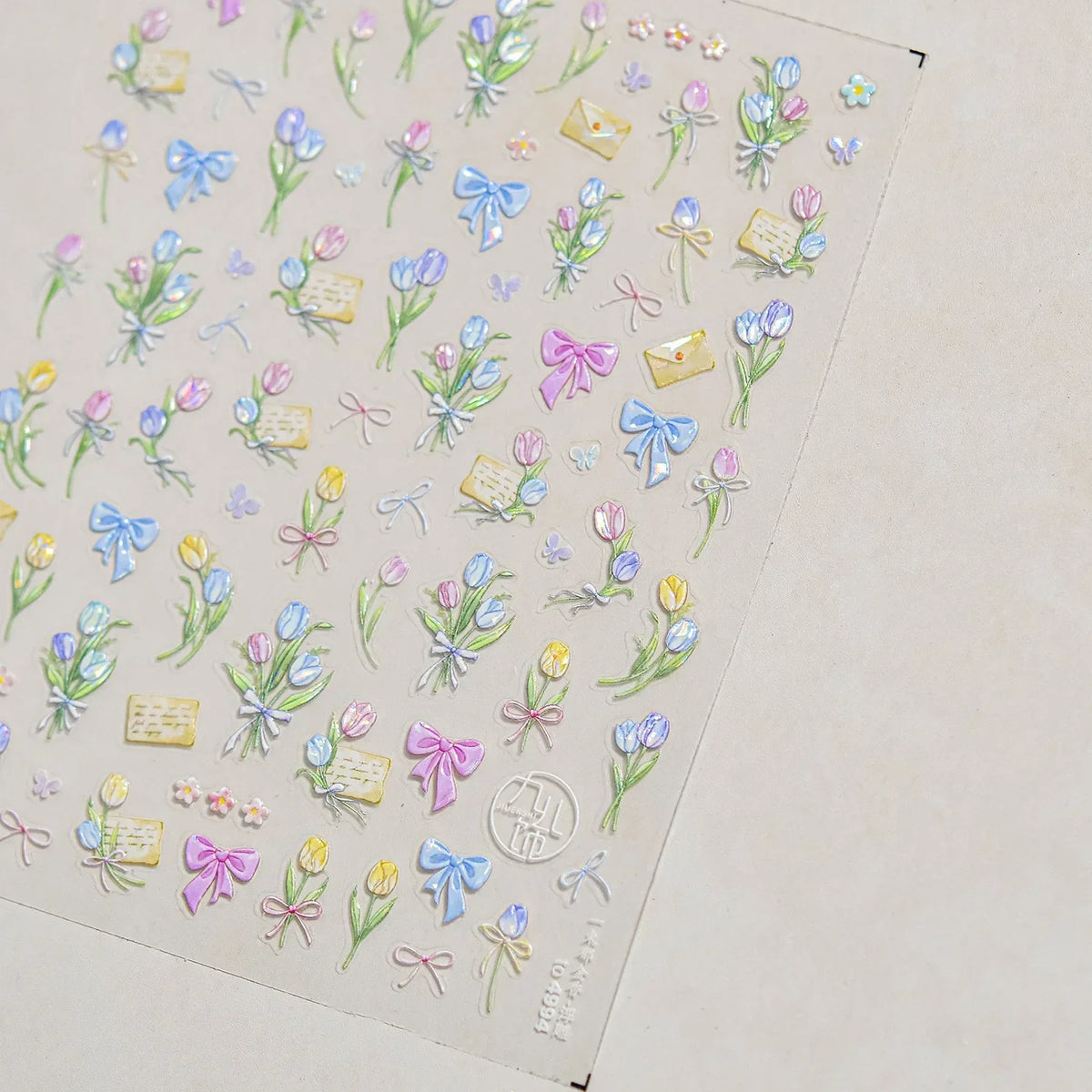 White Flower Petal Cherry Blossom Peach Blossom Falling Petal Floral Gradient 5D Self Adhesive Nail Art Sticker Manicure Decals