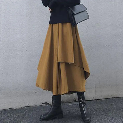 Women Skirts Gothic Irregular Skirts Pants Women High Waist White Black Long Skirts Female Pleated Skirts Culottes Women Clothes