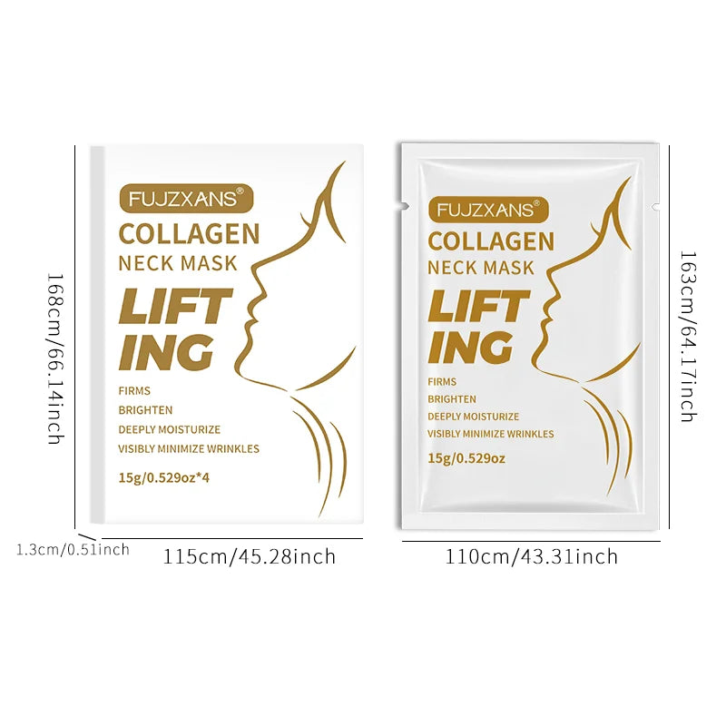 Overnight Collagen Neck Mask Anti Wrinkle 4Pcs/Box Moisturizing Lift Firming Neck Mask Hyaluronic Acid for All Skin Types