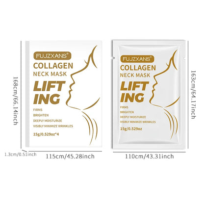 Overnight Collagen Neck Mask Anti Wrinkle 4Pcs/Box Moisturizing Lift Firming Neck Mask Hyaluronic Acid for All Skin Types