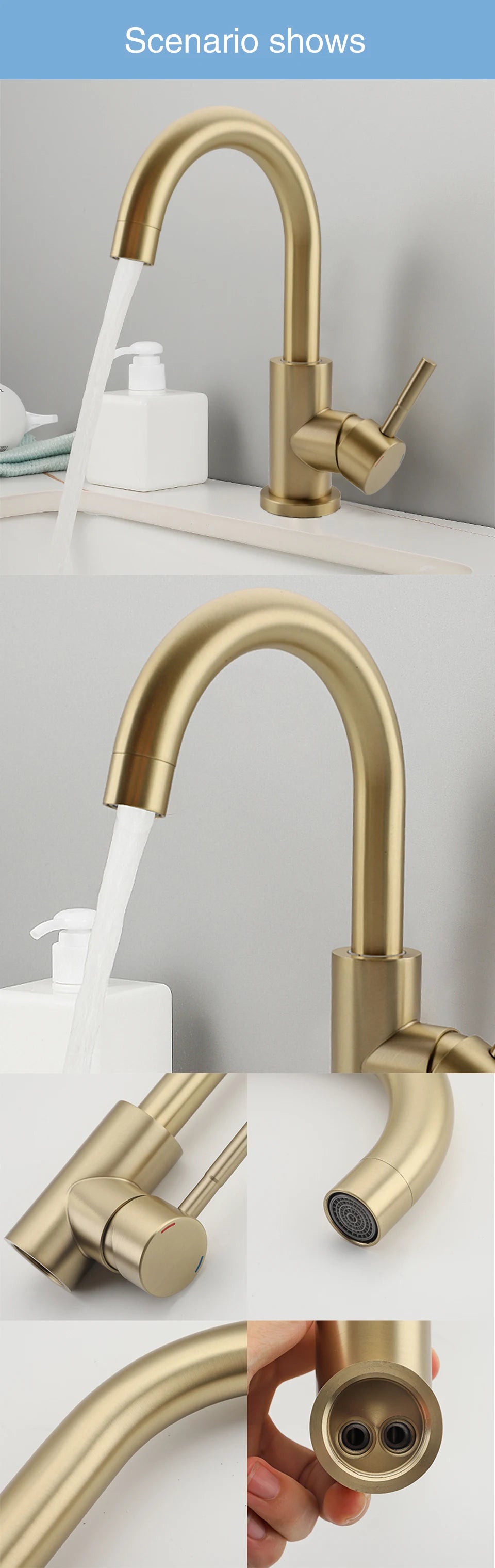 ULA G1/2 Basin Faucet Waterfall Bathroom Sink Faucet Hot Cold Water Mixer Tap Deck Mounted Bathroom Tap Crane Washbasin Tap