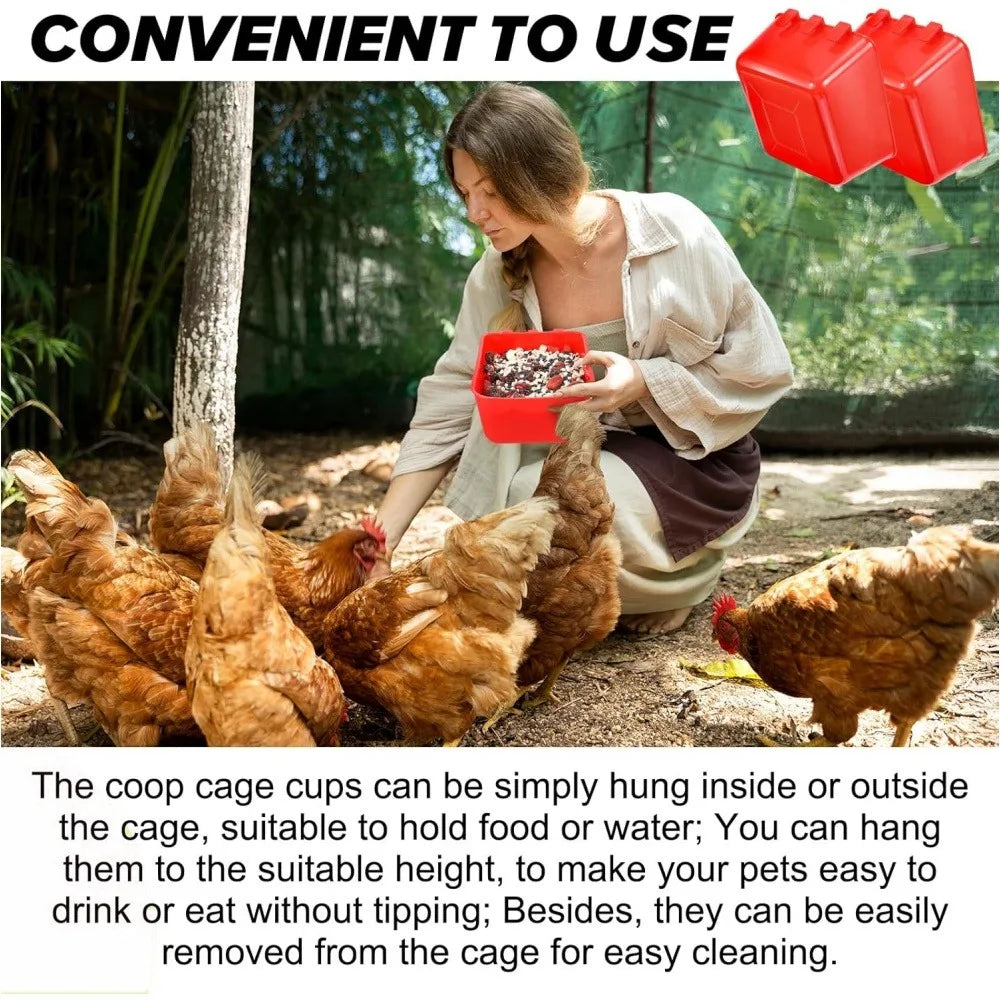6/10PCS Chickens Feeder Hanging Plastic Chicken Coop Feeding Drinking Bowl Poultry Duck Goose Water Dispenser Chickens Supplies