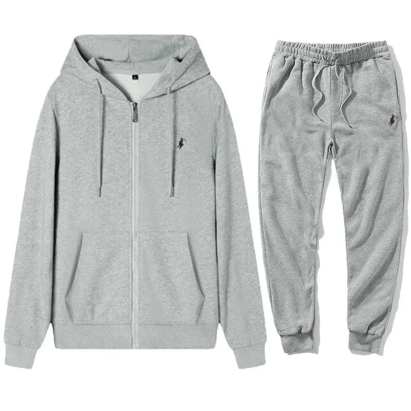 Autumn and Winter 2025 new Men's sportswear set, a fashionable outdoor zipper warm men's casual sweatshirt + pants 2-piece set