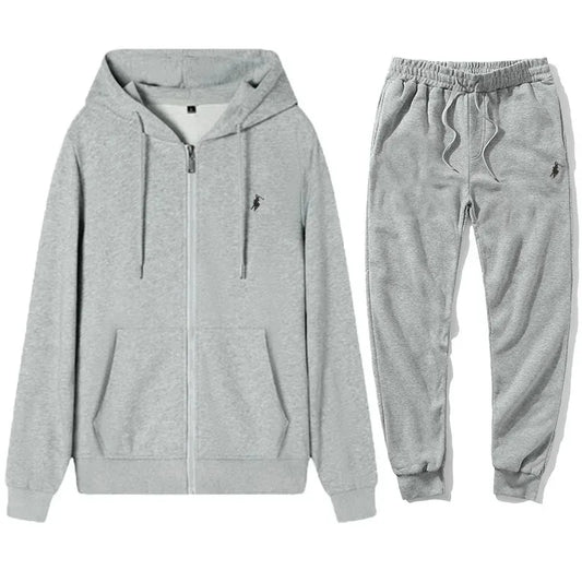 Autumn and Winter 2025 new Men's sportswear set, a fashionable outdoor zipper warm men's casual sweatshirt + pants 2-piece set