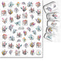 3d Nail Art Decals Watercolor Florals Purple Green Pink Flowers Leafs Fruit Adhesive Sliders Nail Stickers For Manicure