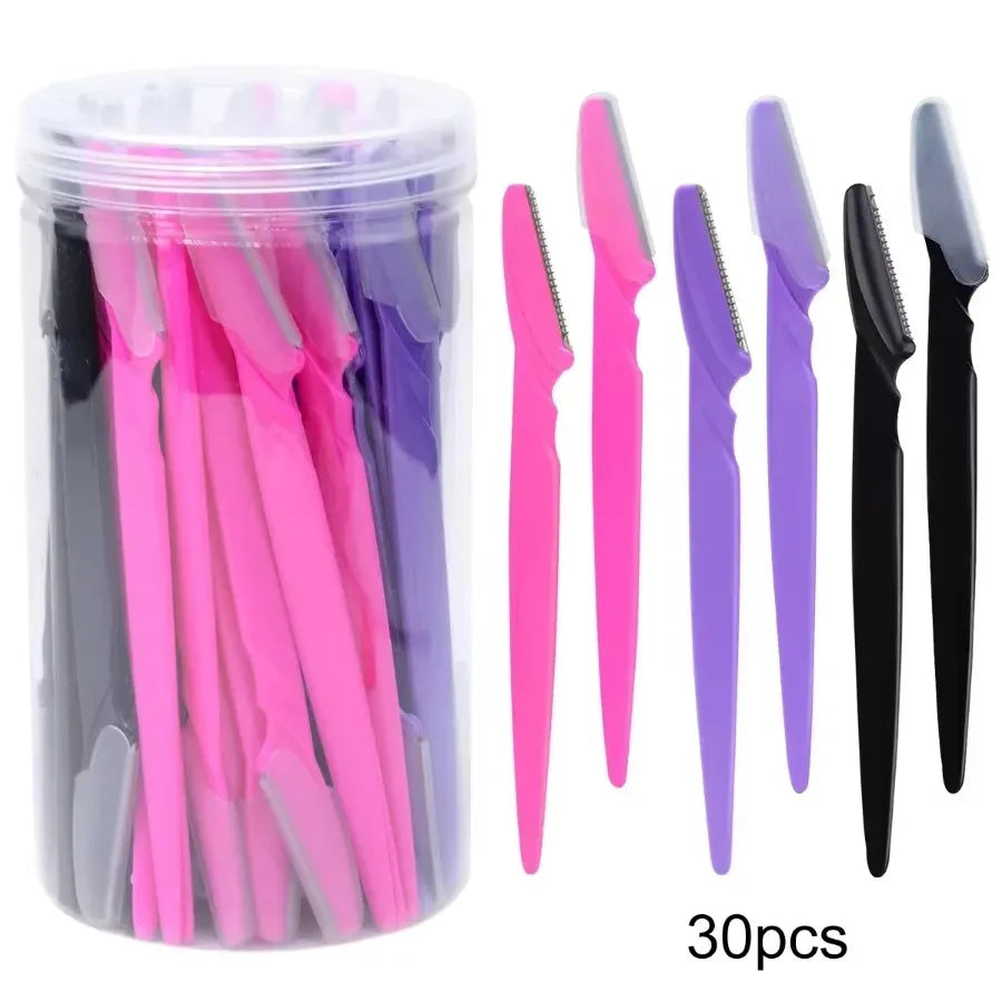 30 Pcs Eyebrow Razor For Women, Multipurpose Exfoliating Dermaplaning Tools And Facial Razor With Precision Cover,Safety Beauty