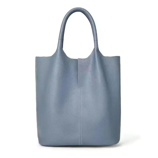 Genuine Grade Leather Women Commuter Tote Bag Ladies Soft Cowhide Tote Shoulder Handbag Large Female Bucket Bag Luxury Designer