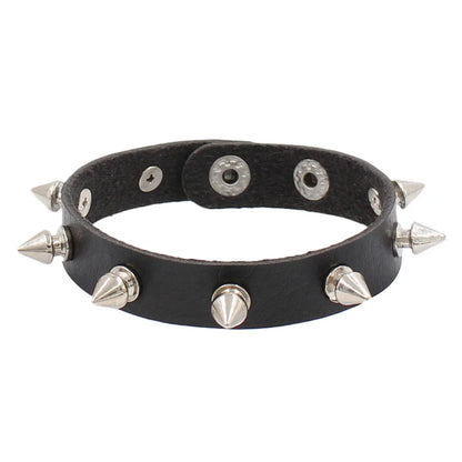 Gothic Punk Hip Hop Rock Spike Rivet Stud PU Leather Wristband Bracelet Bangle