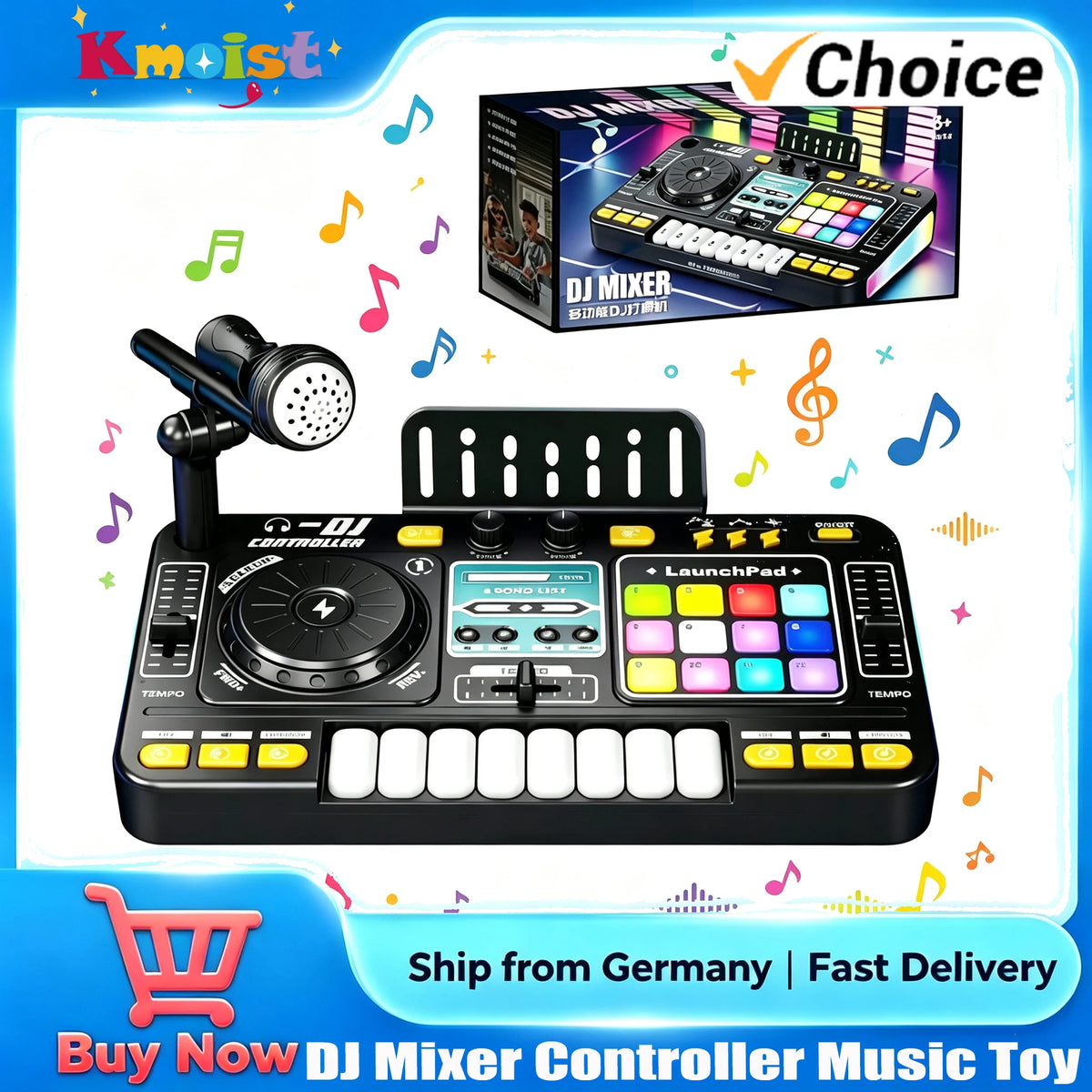 Simulation DJ Mixer Controller Kids Toys Multifunctional Music Effect Children Toy Electronic Musical Instrument Game Birthday Gifts Toys for Boy Girls Chirstmas Gifts Ship From Germany Fast Delivery