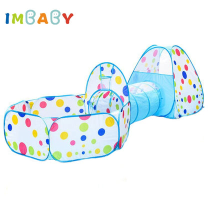 Senior 3-in-1 Foldable Baby Playground Children's Game Tent Baby Ball Fence with Crawling Tunnel Basketball Frame Children Gifts
