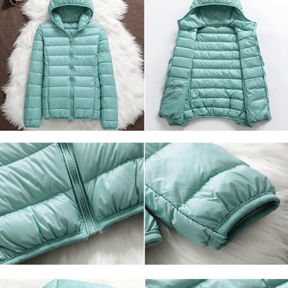 15 Colors Women Hooded Puffer Jackets 2023 New Spring Winter 90% White Duck Down Female Coats Ultralight Packable Casual Parkas