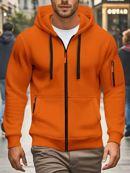 Men Autumn and Winter New Hoodies Long Sleeve Sweatshirt Pocket Zipper Design Hooded Sweatshirt Men Sportswear Casual Jacket