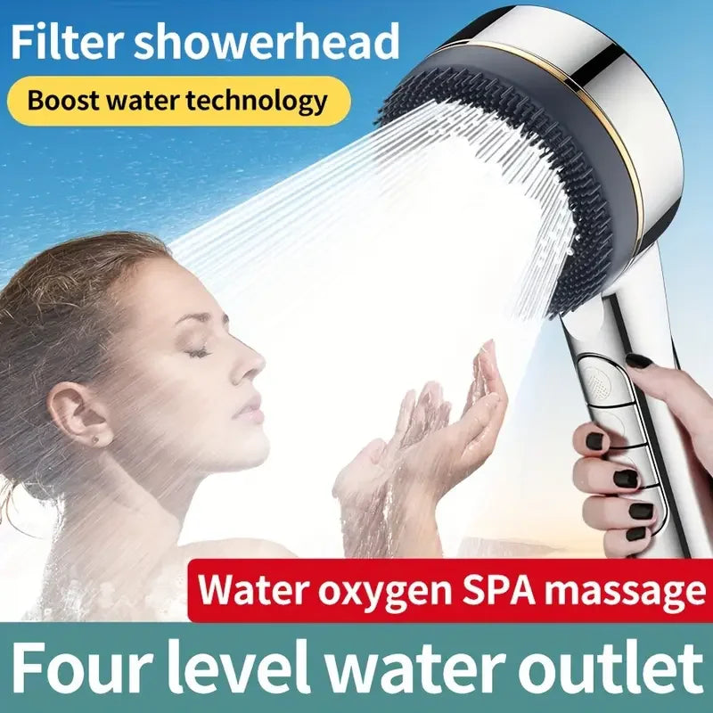 Four-speed Adjustment Filtered Supercharged Shower Head With Multi-functional Water Seal Home Shower Bathroom Accessories