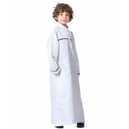 Muslim Saudi Arab Boys Robe Kids Abaya Kaftan Prayer Islam Ramadan Clothing Long Sleeve Thobe Middle East Teenage Dress Dubai