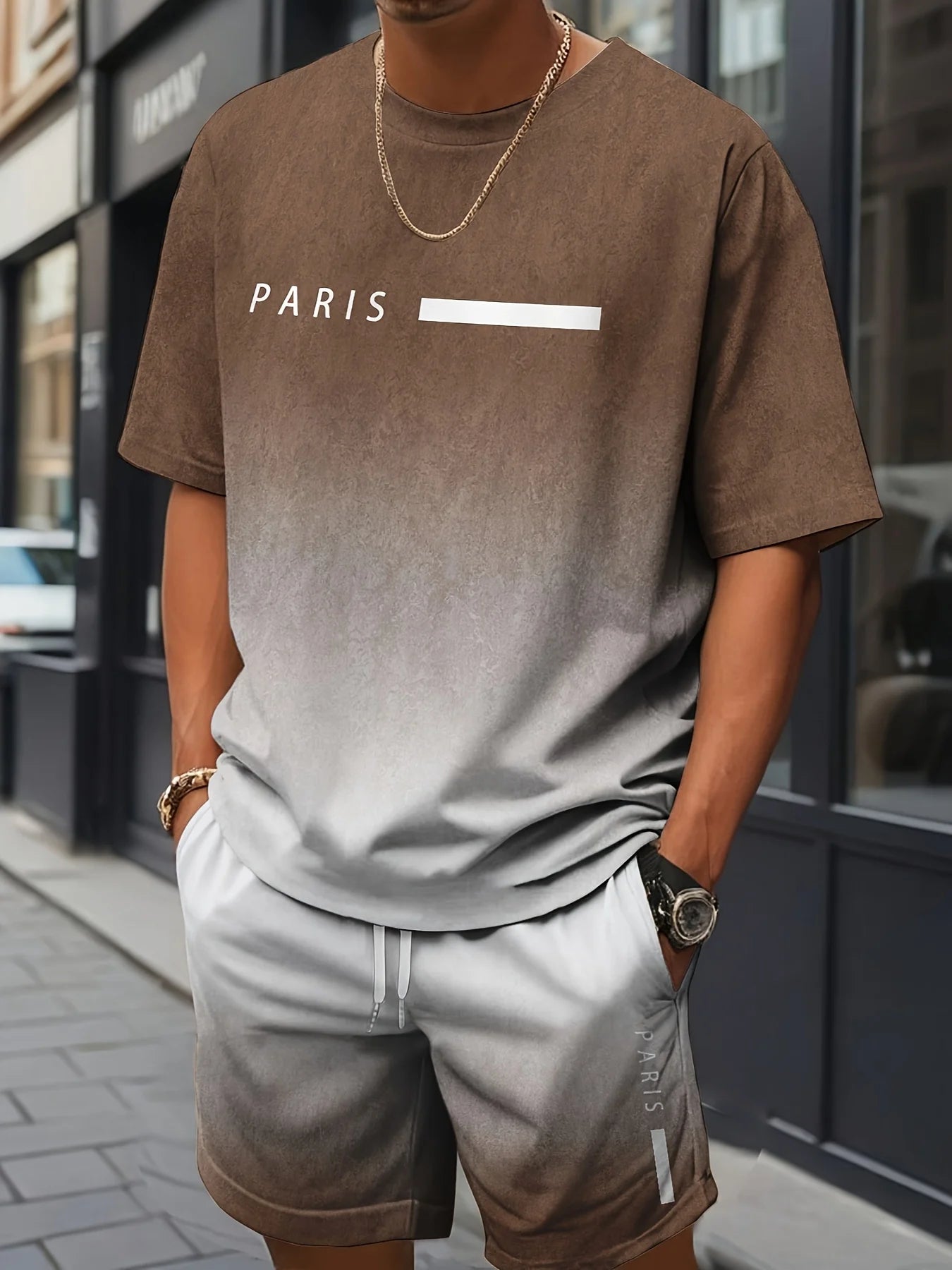 New Men's Summer Set Short-Sleeve T-Shirt Two-Piece Set Stylish Athletic Wear 3D Gradient Print Casual Shorts and T-Shirt Set