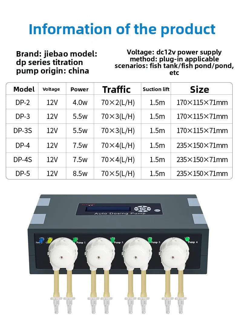 JEBAO DP-4 DP-5 DP-2 DP-3S DP-4S DP-3 Automatic titration pump peristaltic pump Dosing pump Aquarium automatic infusion machine