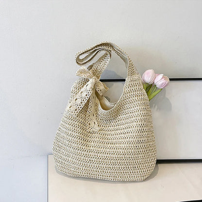 Fashion Rattan Women Shoulder Bags Woven Female Handbags Large Capacity Summer Beach Straw Bags Casual Tote Purses