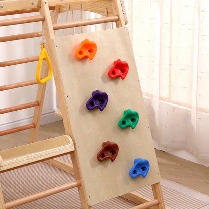 7-in-1 Climbing Scaffold, Include Swing, Swing Rings, Climbing Ladder, Climbing Board, Climbing Net, Slide, for Children's Room